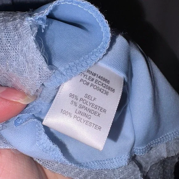 Crystal Doll Light Blue Sequin Mesh V-Neck Tie Back Cocktail Dress XL NWOT - Picture 9 of 9